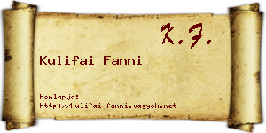 Kulifai Fanni névjegykártya